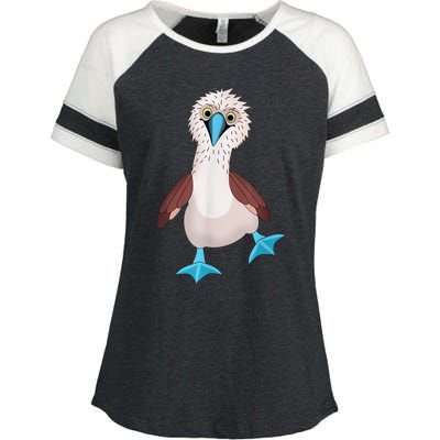 Dancing Booby Sea Bird Footed Blue Feet Drawing Enza Ladies Jersey Colorblock Tee