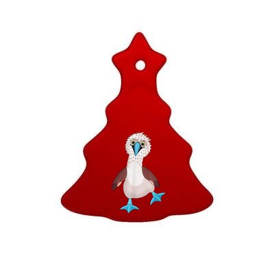 Dancing Booby Sea Bird Footed Blue Feet Drawing Ceramic Tree Ornament