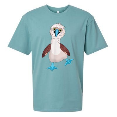 Dancing Booby Sea Bird Footed Blue Feet Drawing Sueded Cloud Jersey T-Shirt