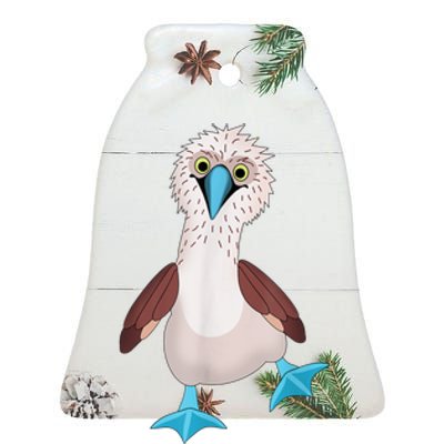 Dancing Booby Sea Bird Footed Blue Feet Drawing Ceramic Bell Ornament