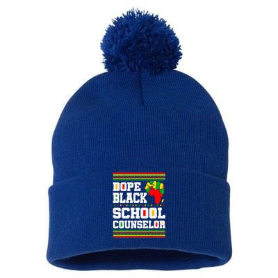 Dope Black School Counselor Black History Month Juneteenth Cute Gift Pom Pom 12in Knit Beanie