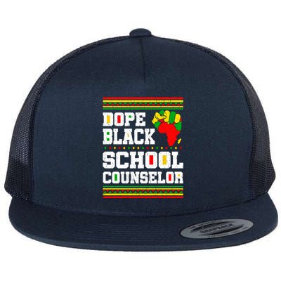 Dope Black School Counselor Black History Month Juneteenth Cute Gift Flat Bill Trucker Hat