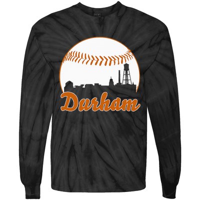 Durham Baseball Skyline North Carolina Tie-Dye Long Sleeve Shirt