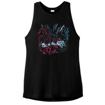 Downhill Biker Stunt Ladies PosiCharge Tri-Blend Wicking Tank