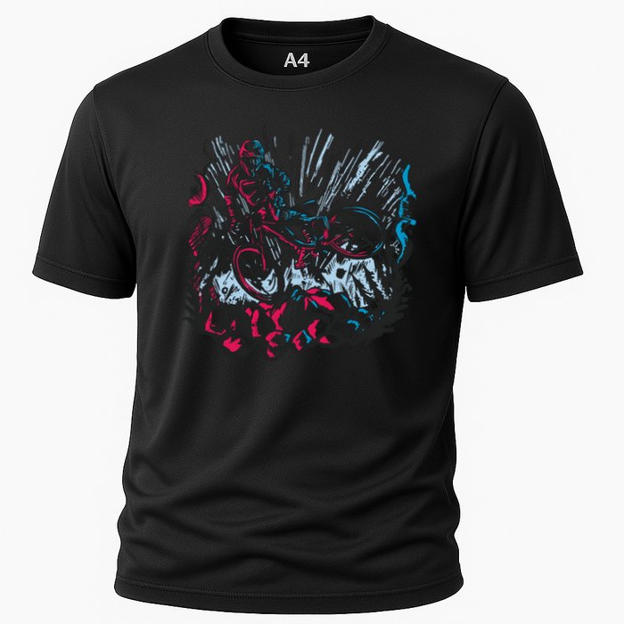Downhill Biker Stunt Cooling Performance Crew T-Shirt