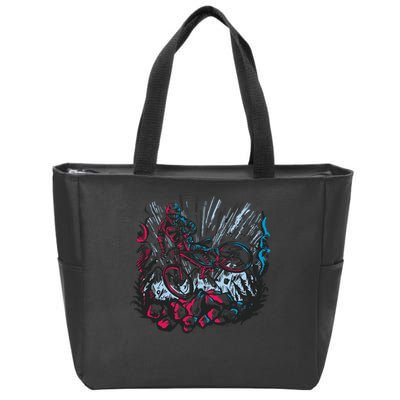 Downhill Biker Stunt Zip Tote Bag