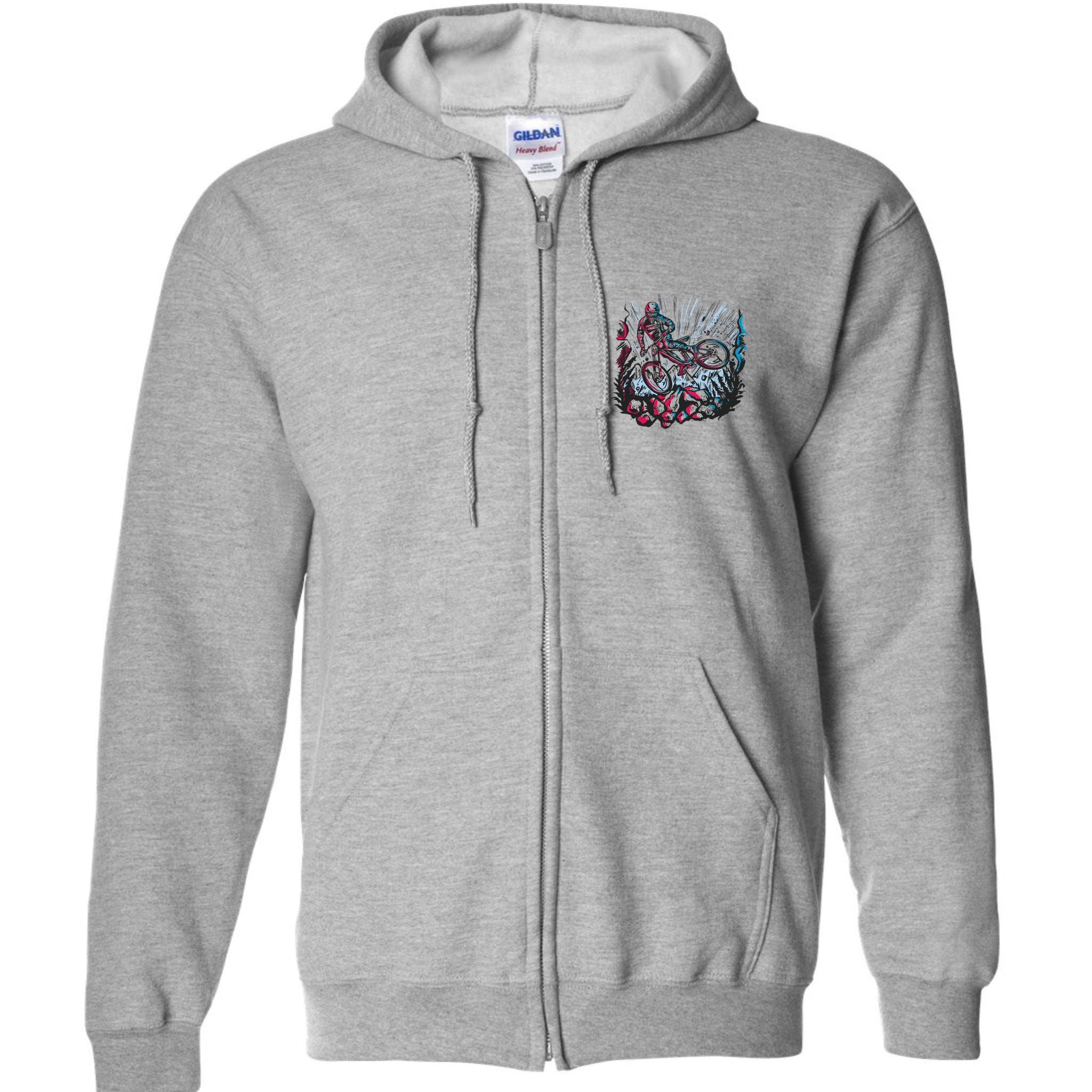 Downhill Biker Stunt Full Zip Hoodie