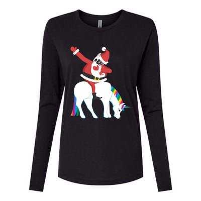 Dabbing Black Santa African American Unicorn Dab Funny Gift Womens Cotton Relaxed Long Sleeve T-Shirt