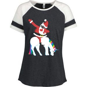 Dabbing Black Santa African American Unicorn Dab Funny Gift Enza Ladies Jersey Colorblock Tee