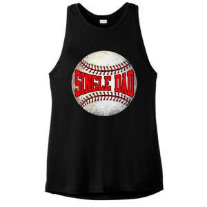 Distressed Baseball Single Dad Funny Fathers Day Gift Ladies PosiCharge Tri-Blend Wicking Tank