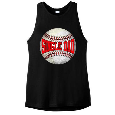 Distressed Baseball Single Dad Funny Fathers Day Gift Ladies PosiCharge Tri-Blend Wicking Tank