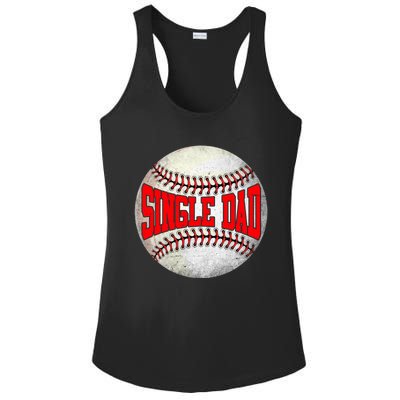 Distressed Baseball Single Dad Funny Fathers Day Gift Ladies PosiCharge Competitor Racerback Tank