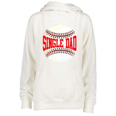 Distressed Baseball Single Dad Funny Fathers Day Gift Womens Funnel Neck Pullover Hood