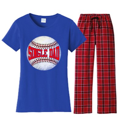 Distressed Baseball Single Dad Funny Fathers Day Gift Women's Flannel Pajama Set