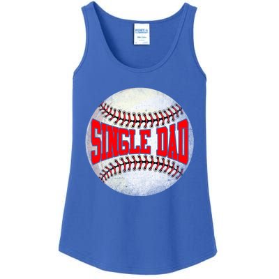 Distressed Baseball Single Dad Funny Fathers Day Gift Ladies Essential Tank