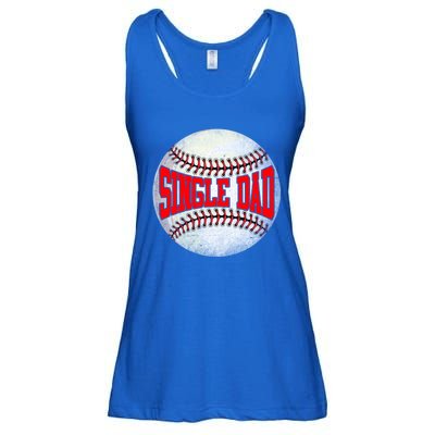 Distressed Baseball Single Dad Funny Fathers Day Gift Ladies Essential Flowy Tank