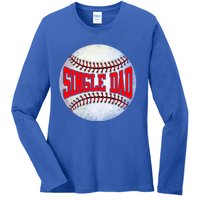 Distressed Baseball Single Dad Funny Fathers Day Gift Ladies Long Sleeve Shirt