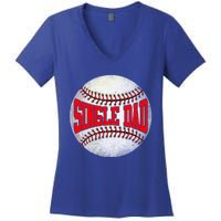 Distressed Baseball Single Dad Funny Fathers Day Gift Women's V-Neck T-Shirt