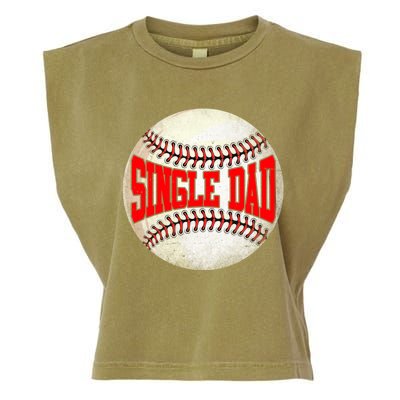 Distressed Baseball Single Dad Funny Fathers Day Gift Garment-Dyed Women's Muscle Tee