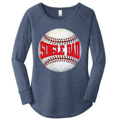 Distressed Baseball Single Dad Funny Fathers Day Gift Women's Perfect Tri Tunic Long Sleeve Shirt