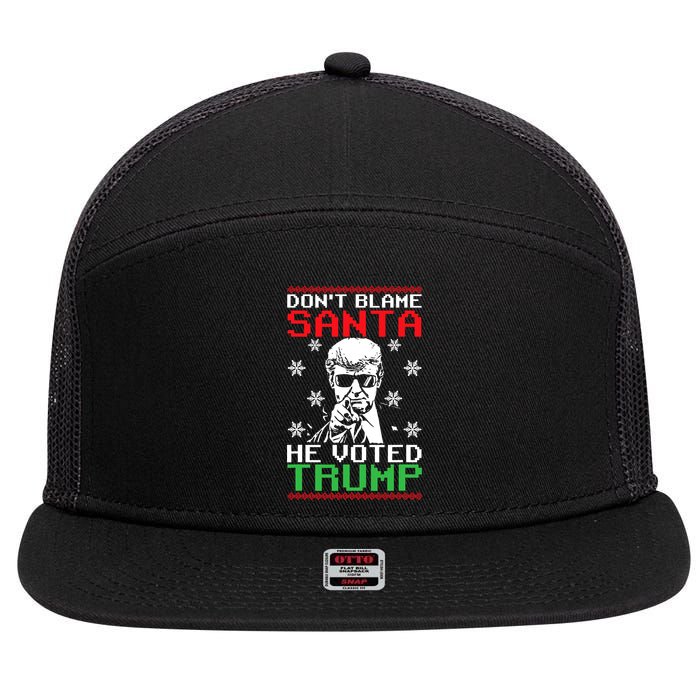 Don't Blame Santa He Voted Trump Ugly Christmas 7 Panel Mesh Trucker Snapback Hat