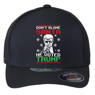 Don't Blame Santa He Voted Trump Ugly Christmas Flexfit Unipanel Trucker Cap