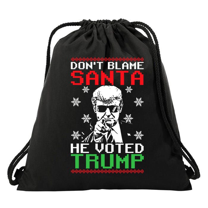 Don't Blame Santa He Voted Trump Ugly Christmas Drawstring Bag