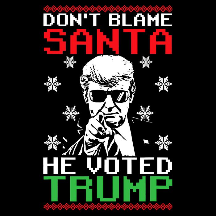Don't Blame Santa He Voted Trump Ugly Christmas Drawstring Bag