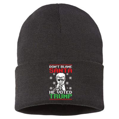 Don't Blame Santa He Voted Trump Ugly Christmas Sustainable Knit Beanie
