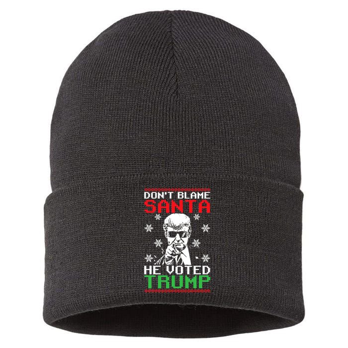 Don't Blame Santa He Voted Trump Ugly Christmas Sustainable Knit Beanie