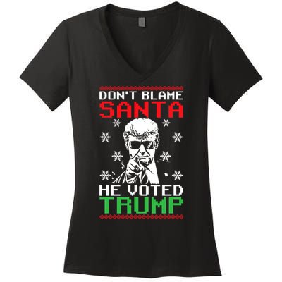 Don't Blame Santa He Voted Trump Ugly Christmas Women's V-Neck T-Shirt