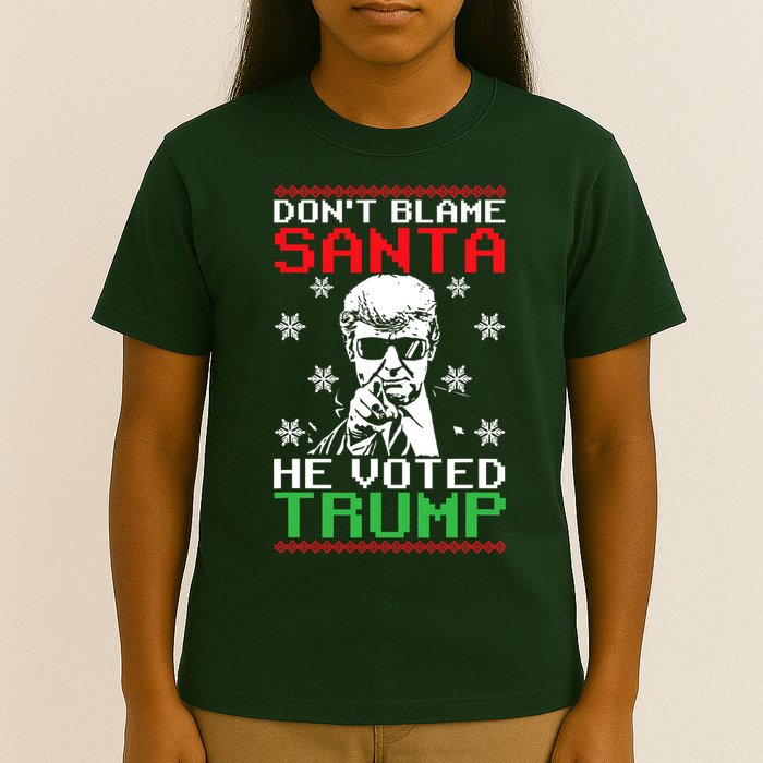 Don't Blame Santa He Voted Trump Ugly Christmas T-Shirt