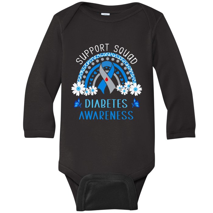 Diabetes Blue Support Squad Diabetes Awareness Baby Long Sleeve Bodysuit