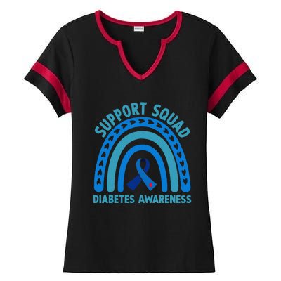 Diabetes Blue Support Squad Diabetes Awareness Ladies Halftime Notch Neck Tee