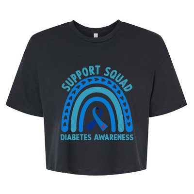 Diabetes Blue Support Squad Diabetes Awareness Bella+Canvas Jersey Crop Tee