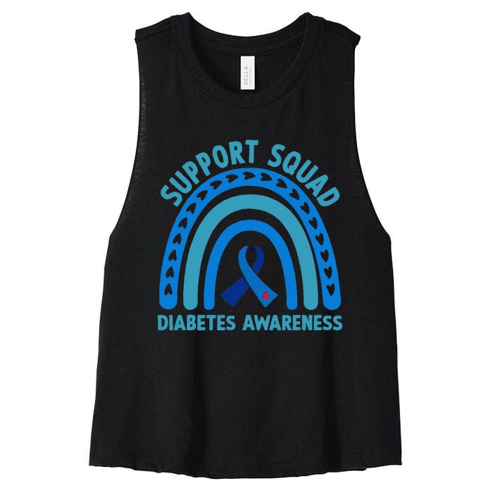 Diabetes Blue Support Squad Diabetes Awareness Women's Racerback Cropped Tank