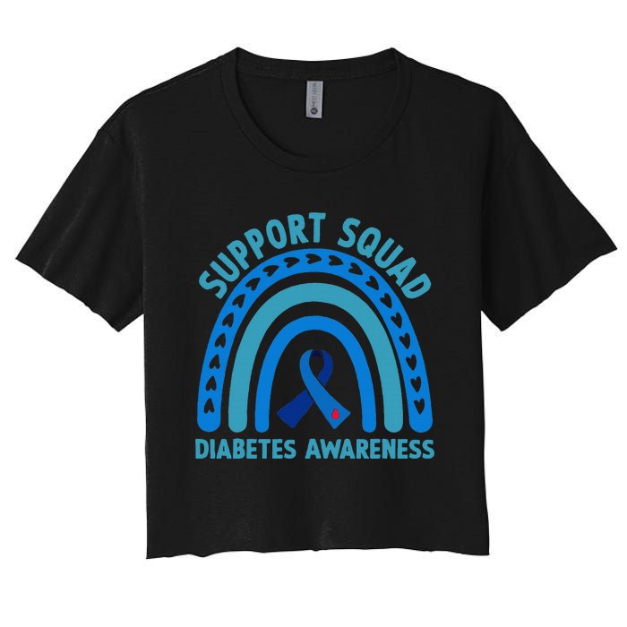 Diabetes Blue Support Squad Diabetes Awareness Women's Crop Top Tee