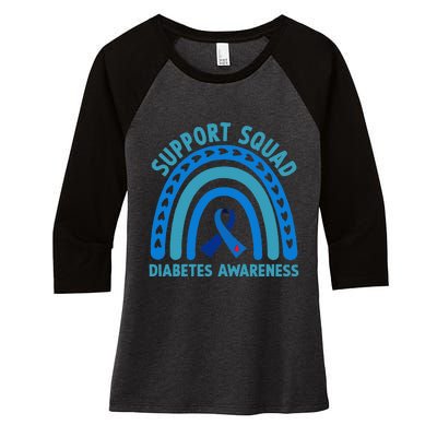 Diabetes Blue Support Squad Diabetes Awareness Women's Tri-Blend 3/4-Sleeve Raglan Shirt