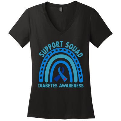 Diabetes Blue Support Squad Diabetes Awareness Women's V-Neck T-Shirt