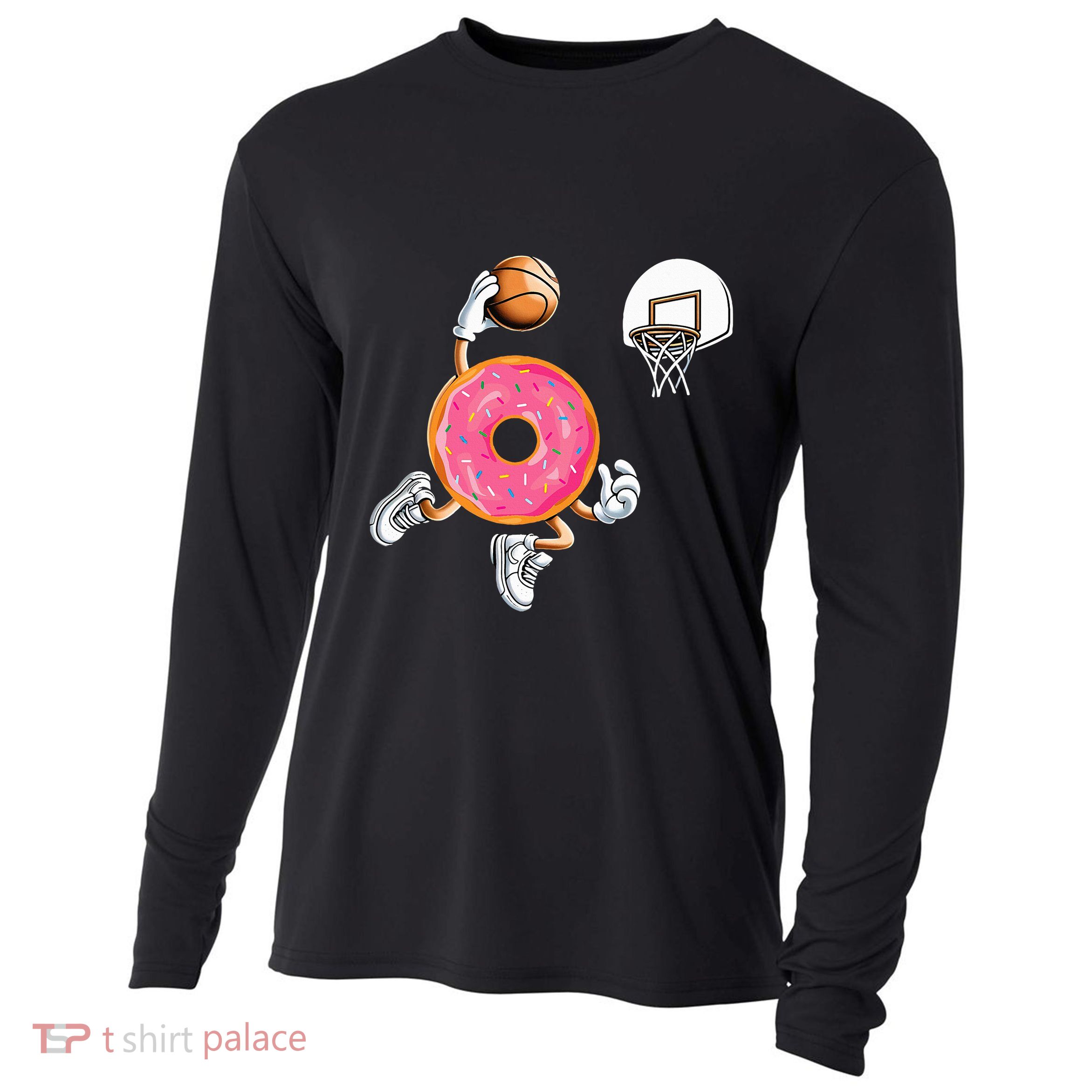 Donut Basketball Sports Donut Lover Cooling Performance Long Sleeve Crew
