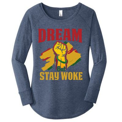 Dream But Stay Woke Black Afrocentric Empowert Funny Gift Women's Perfect Tri Tunic Long Sleeve Shirt