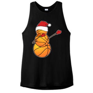 Dabbing Basketball Snow Santa Hat Funny Christmas Sports Gift Ladies PosiCharge Tri-Blend Wicking Tank