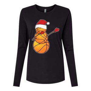 Dabbing Basketball Snow Santa Hat Funny Christmas Sports Gift Womens Cotton Relaxed Long Sleeve T-Shirt