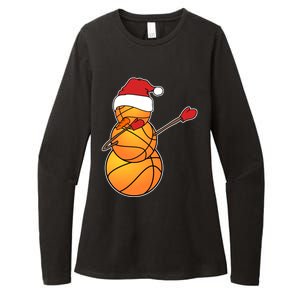 Dabbing Basketball Snow Santa Hat Funny Christmas Sports Gift Womens CVC Long Sleeve Shirt