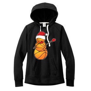 Dabbing Basketball Snow Santa Hat Funny Christmas Sports Gift Women's Fleece Hoodie