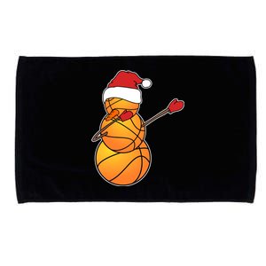 Dabbing Basketball Snow Santa Hat Funny Christmas Sports Gift Microfiber Hand Towel