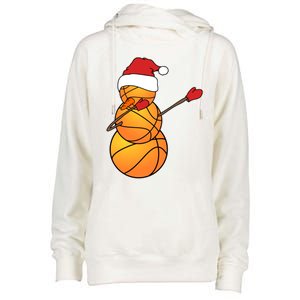 Dabbing Basketball Snow Santa Hat Funny Christmas Sports Gift Womens Funnel Neck Pullover Hood