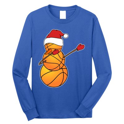 Dabbing Basketball Snow Santa Hat Funny Christmas Sports Gift Long Sleeve Shirt