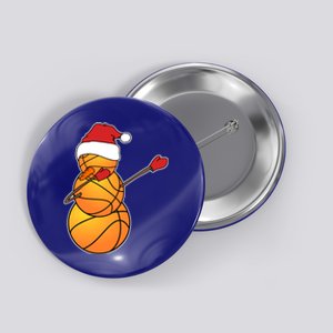 Dabbing Basketball Snow Santa Hat Funny Christmas Sports Gift Button