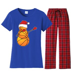 Dabbing Basketball Snow Santa Hat Funny Christmas Sports Gift Women's Flannel Pajama Set